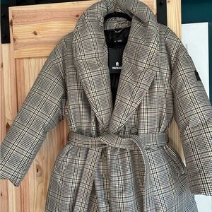 Mackage Plaid Puffer Jacket - Black and Tan